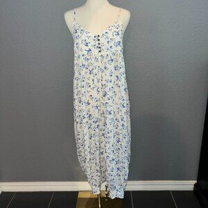 Anthropologie Blue Floral Jumpsuit